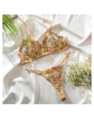 2-Piece Lace Bra Set Women Floral Embroidery Underwear Set