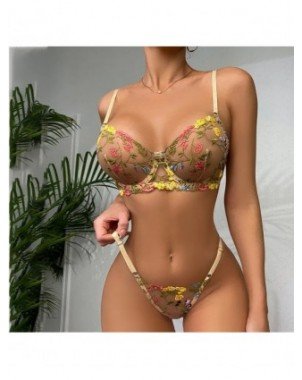 2-Piece Lace Bra Set Women Floral Embroidery Underwear Set