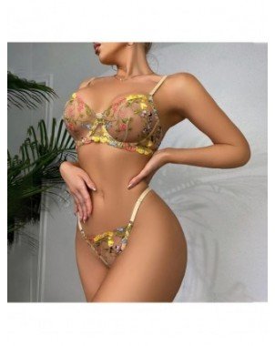 2-Piece Lace Bra Set Women Floral Embroidery Underwear Set