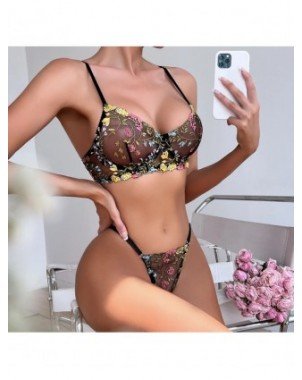 2-Piece Lace Bra Set Women Floral Embroidery Underwear Set