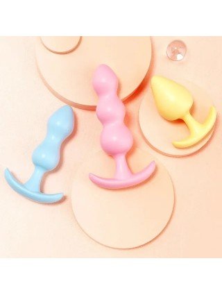 Soft Silicone Anal Plugs Anal Stimulator Trainer Sex Play Toy