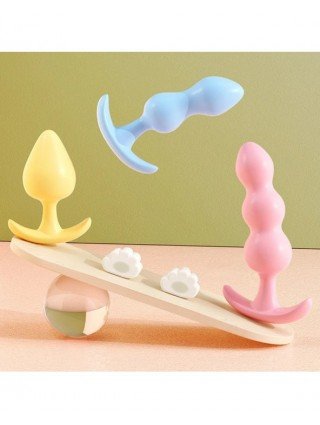 Soft Silicone Anal Plugs Anal Stimulator Trainer Sex Play Toy