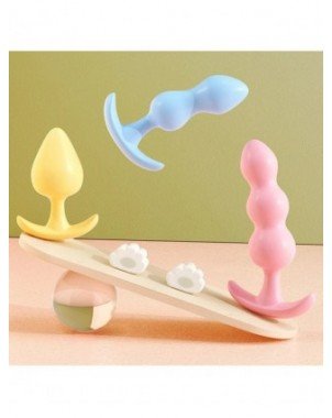 Soft Silicone Anal Plugs Anal Stimulator Trainer Sex Play Toy