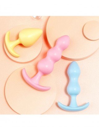 Soft Silicone Anal Plugs Anal Stimulator Trainer Sex Play Toy