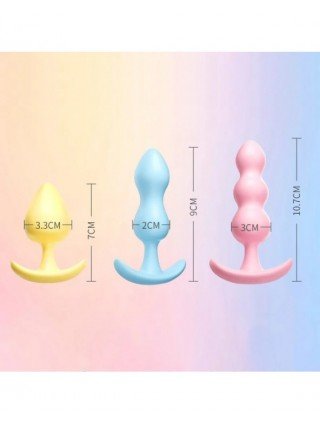 Soft Silicone Anal Plugs Anal Stimulator Trainer Sex Play Toy