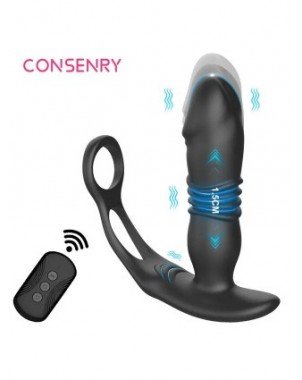 New Retractable Anal Plug Vibrator Penis Ring Prostate Massager