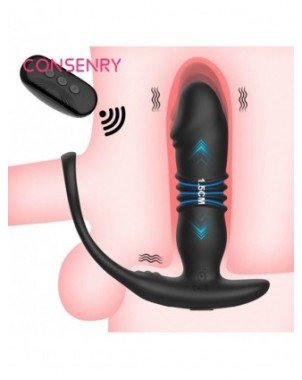 New Retractable Anal Plug Vibrator Penis Ring Prostate Massager