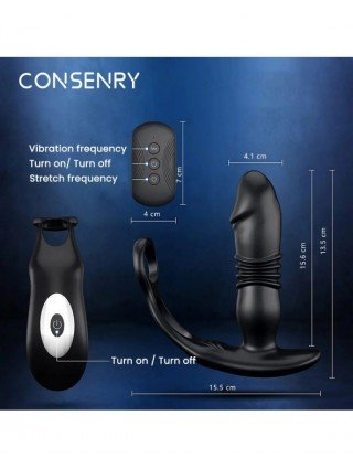New Retractable Anal Plug Vibrator Penis Ring Prostate Massager