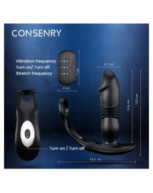 New Retractable Anal Plug Vibrator Penis Ring Prostate Massager