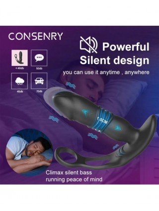 New Retractable Anal Plug Vibrator Penis Ring Prostate Massager