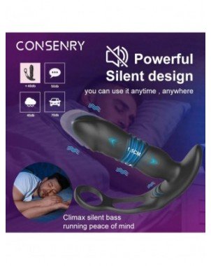 New Retractable Anal Plug Vibrator Penis Ring Prostate Massager