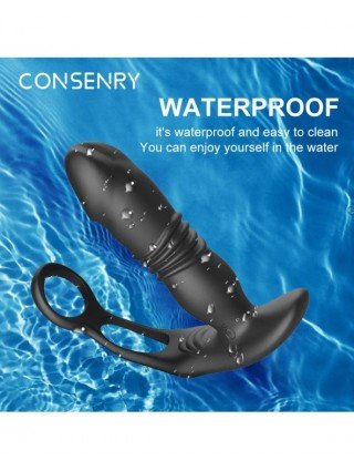 New Retractable Anal Plug Vibrator Penis Ring Prostate Massager