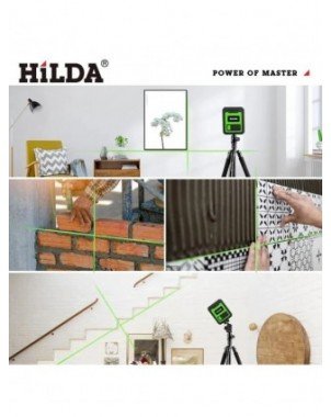 2 linijos Lazerinis lygis Žali spinduliai Horizontali vertikali