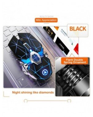 Belaidė optinė 2.4G USB žaidimų pelė 1600DPI 7 spalvų LED