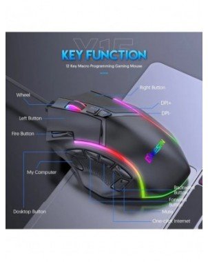 12800DPI Free Weight Macro RGB Gaming Mouse 12 Programmable