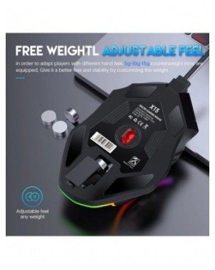 12800DPI Free Weight Macro RGB Gaming Mouse 12 Programmable