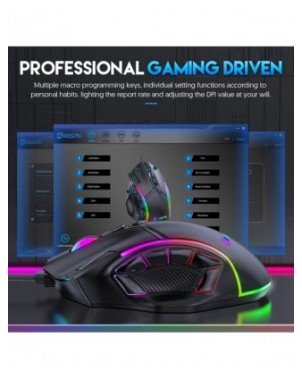 12800DPI Free Weight Macro RGB Gaming Mouse 12 Programmable