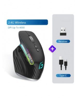 VT M10 kelių režimų „Bluetooth“ / 2.4G belaidė / laidinė pelė