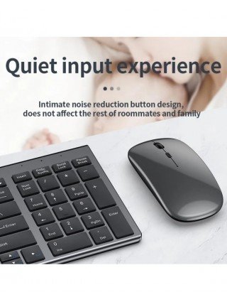 Slim Rechargeable Bluetooth Keyboard and Mouse Set for Laptop