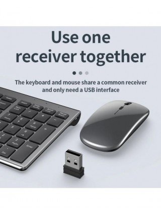 Slim Rechargeable Bluetooth Keyboard and Mouse Set for Laptop