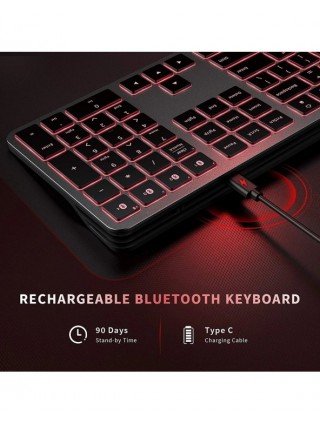 Kelių įrenginių įkraunama klaviatūra „Bluetooth“ apšviesta