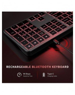Kelių įrenginių įkraunama klaviatūra „Bluetooth“ apšviesta