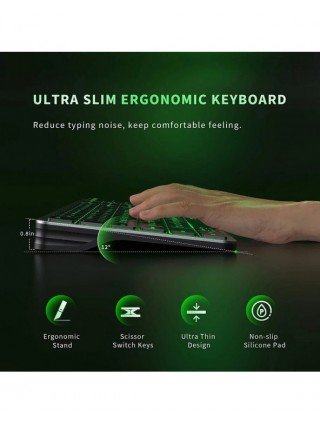 Kelių įrenginių įkraunama klaviatūra „Bluetooth“ apšviesta
