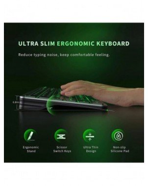 Kelių įrenginių įkraunama klaviatūra „Bluetooth“ apšviesta