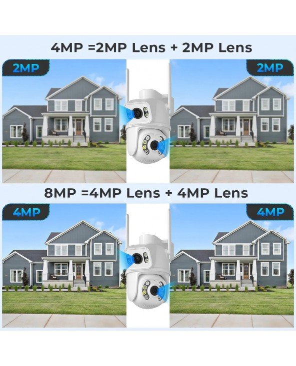 8MP 4K PTZ Wifi kamera su dvigubu objektyvu su Ai Human Detect 8MP 4K PTZ Wifi kamera su dvigubu objektyvu su Ai Human Detect