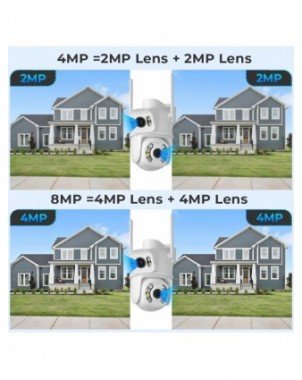 8MP 4K PTZ Wifi kamera su dvigubu objektyvu su Ai Human Detect