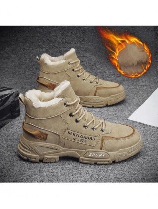 New Boots Men Winter Fashion Plush Shoes Snow Boots Male Casual