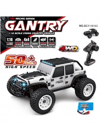 16103 Fast Rc Cars 50 km/h 1/16 Off Road 4WD su LED priekiniais