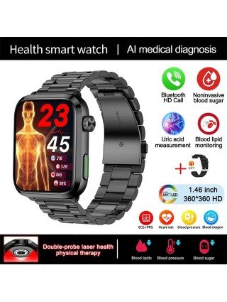 Laser Therapy Uric Acid Non invasive Blood Glucose Smart Watch