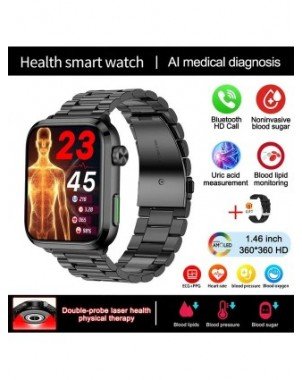 Laser Therapy Uric Acid Non invasive Blood Glucose Smart Watch