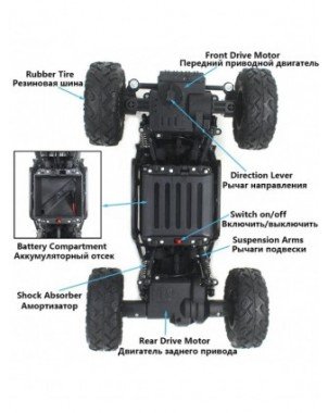 Rock Crawler 4WD elektrinis RC automobilis 2,4 GHz nuotolinio