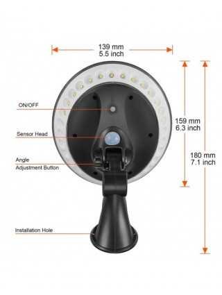 360 degree lighting PIR motion sensor round solar wall light