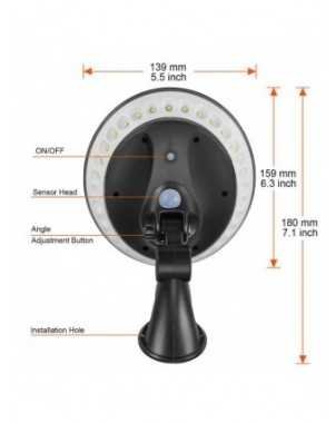 360 degree lighting PIR motion sensor round solar wall light