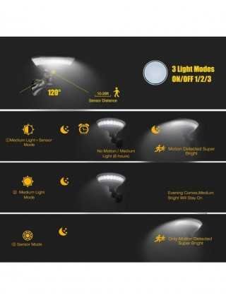 360 degree lighting PIR motion sensor round solar wall light
