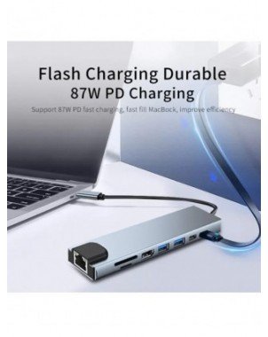 Usb 8 In 1 Type C 3 1 To 4k Hdmi Hub Adapter With Sd Tf Rj45