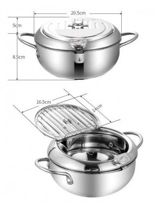 Japanese Deep Frying Pot with a Thermometer and a Lid 304