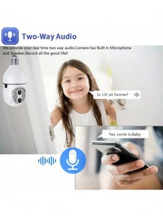 8MP 4K E27 Bulb Camera WiFi Baby Monitor 10X Zoom Auto Tracking