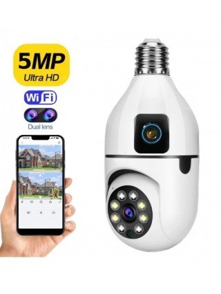 New E27 Wifi Dual Lens Camera 1080P 5MP 4K PTZ Surveillance