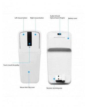 Wireless Bluetooth Mouse Foldable Arc Touch Mouse Ergonomic