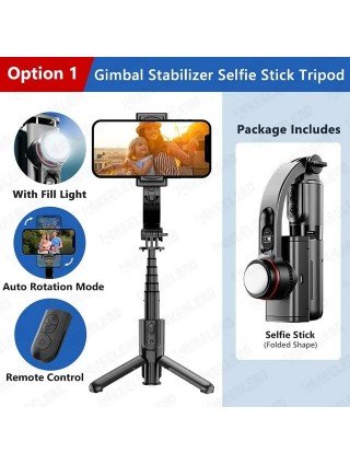 Selfie Stick Gimbal with Fill Light Extendable Bluetooth Remote