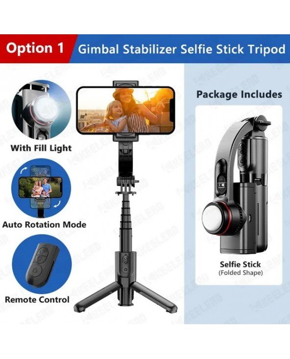 Selfie Stick Gimbal with Fill Light Extendable Bluetooth Remote Selfie Stick Gimbal with Fill Light Extendable Bluetooth Remote