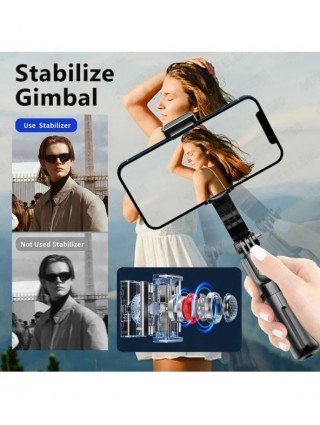 Selfie Stick Gimbal with Fill Light Extendable Bluetooth Remote