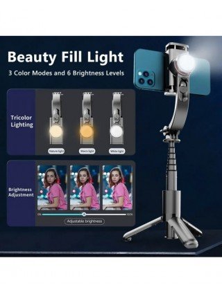 Selfie Stick Gimbal with Fill Light Extendable Bluetooth Remote