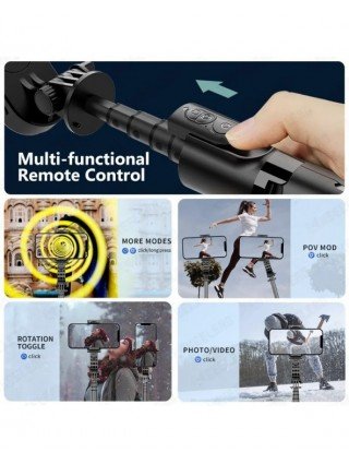 Selfie Stick Gimbal with Fill Light Extendable Bluetooth Remote