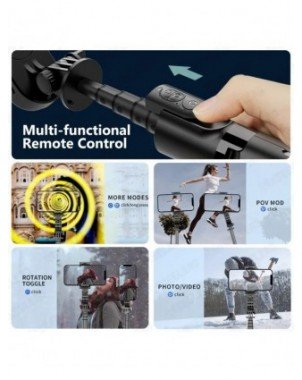 Selfie Stick Gimbal with Fill Light Extendable Bluetooth Remote