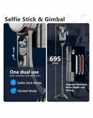 Selfie Stick Gimbal with Fill Light Extendable Bluetooth Remote